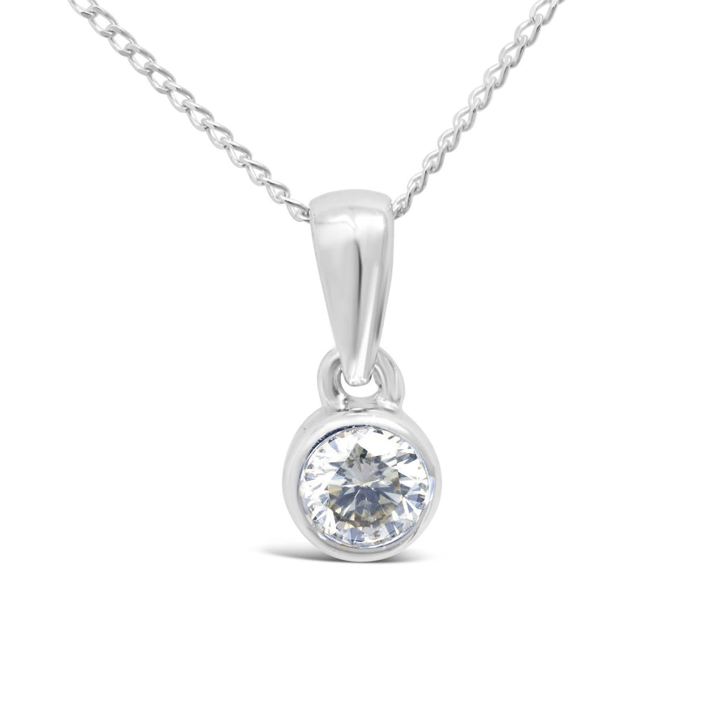 white gold necklace pendant with bezet set diamond for women - G&S Diamonds