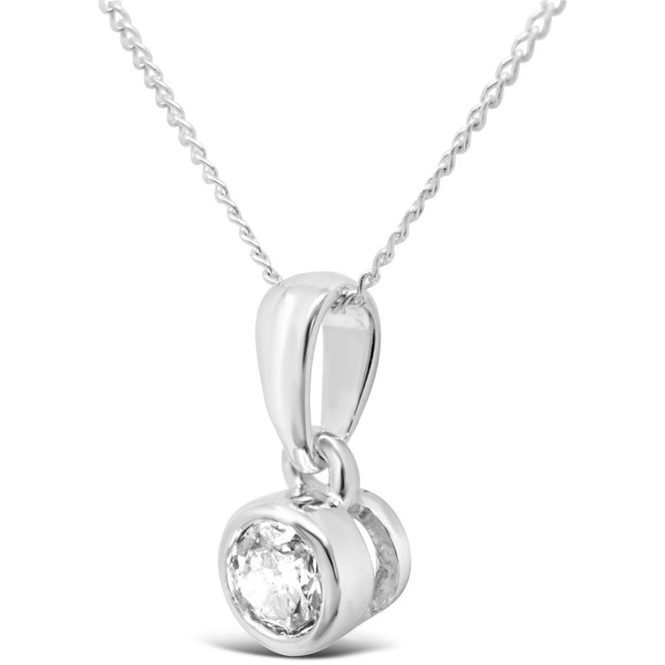 white gold necklace pendant with bezet set diamond for women - G&S Diamonds