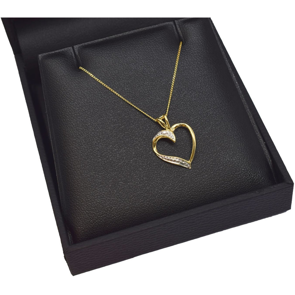HEART SHAPED DIAMOND PENDANT WITH NECKLACE YELLOW GOLD - G&S Diamonds