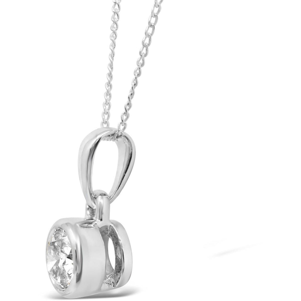 white gold necklace pendant with bezet set diamond for women - G&S Diamonds