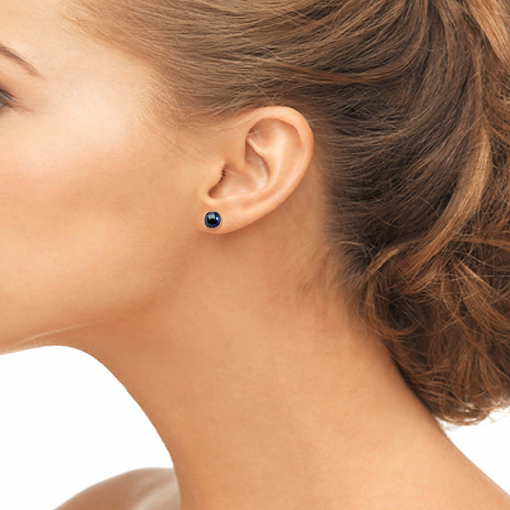 Black Pearl Stud<BR/> Earrings