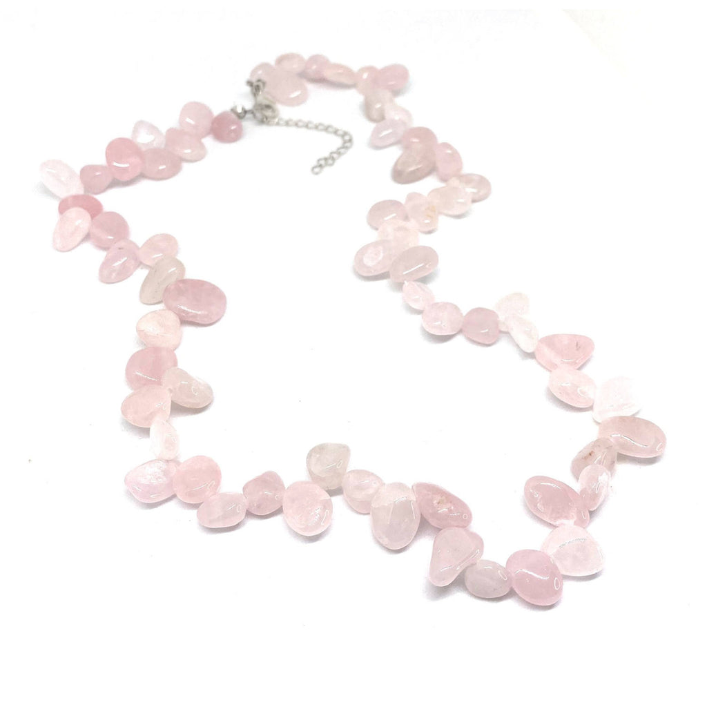 Rose Quartz Pear Shaped <br/>Bead Necklace