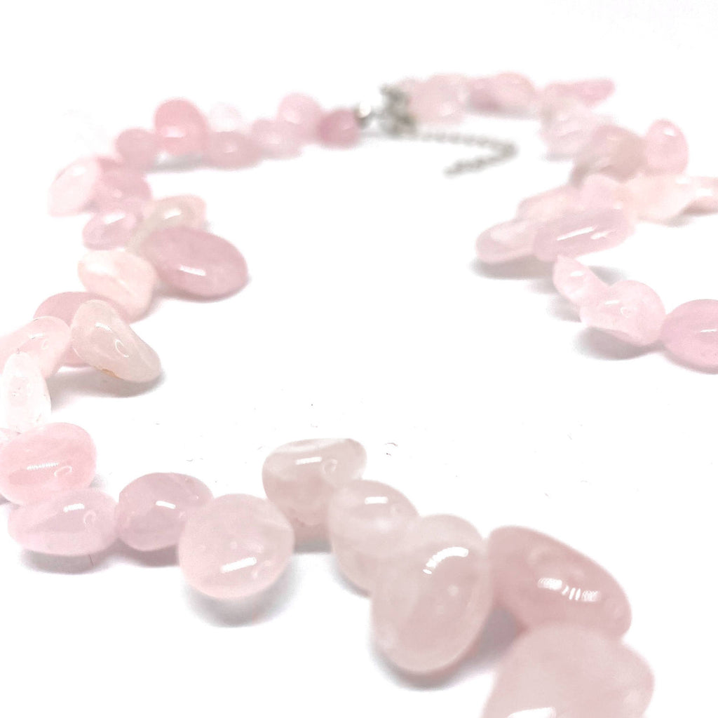 Rose Quartz Pear Shaped <br/>Bead Necklace