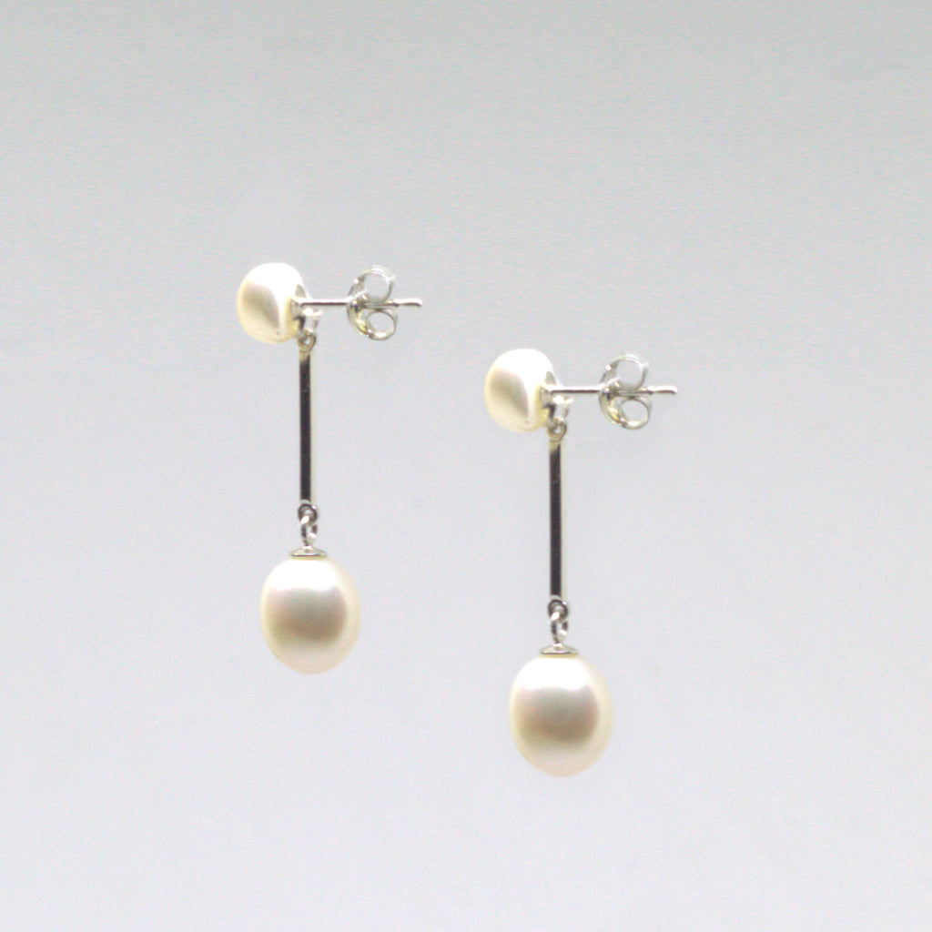 Pearl Drop <BR/>Bar Earrings