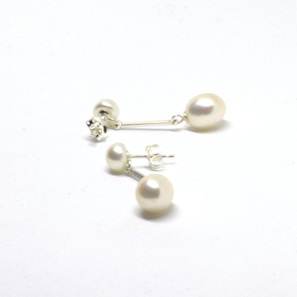 Pearl Drop <BR/>Bar Earrings