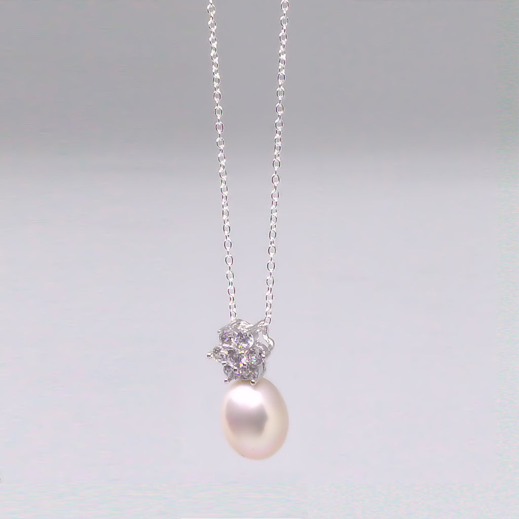 Pink Drop Pearl<BR/>Pendant Necklace