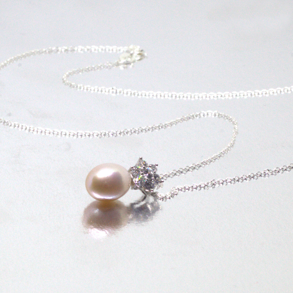 Pink Drop Pearl<BR/>Pendant Necklace