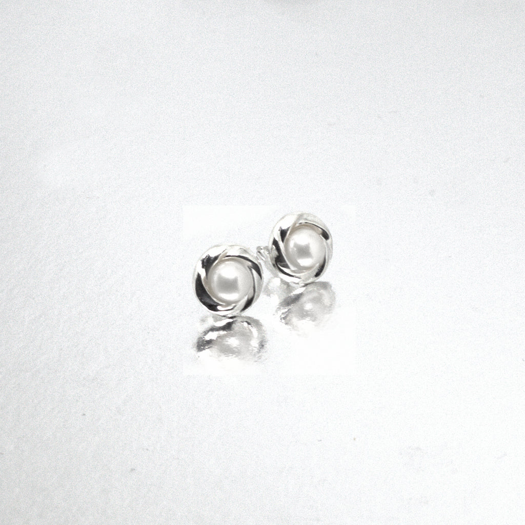 Set of 3 Pearl and<BR/>Silver Stud Earrings