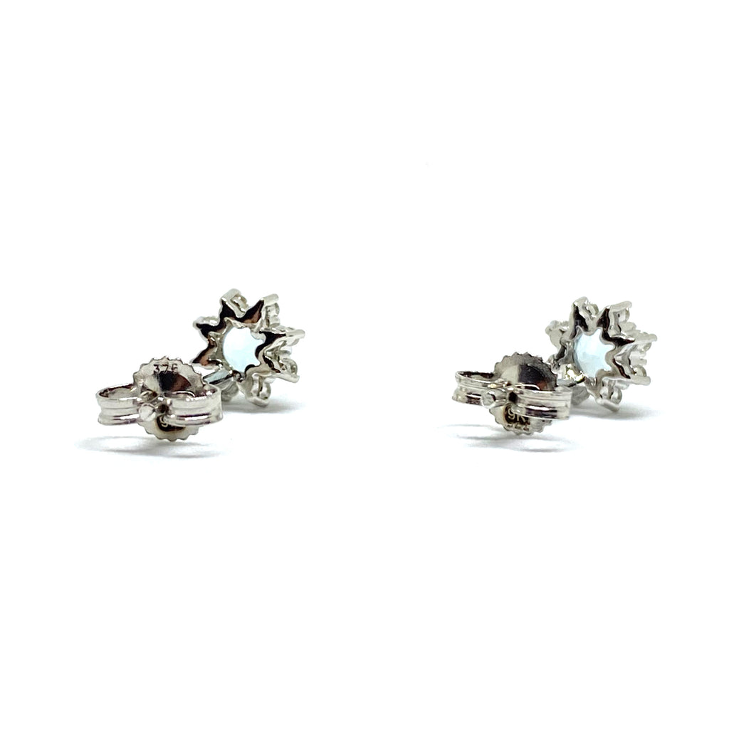 Blue Topaz & Diamond<BR/> White Gold Earrings
