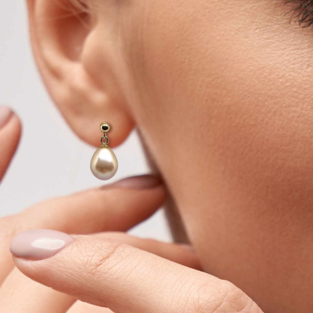 Solitaire Rose Pearl <BR/>Drop Earrings