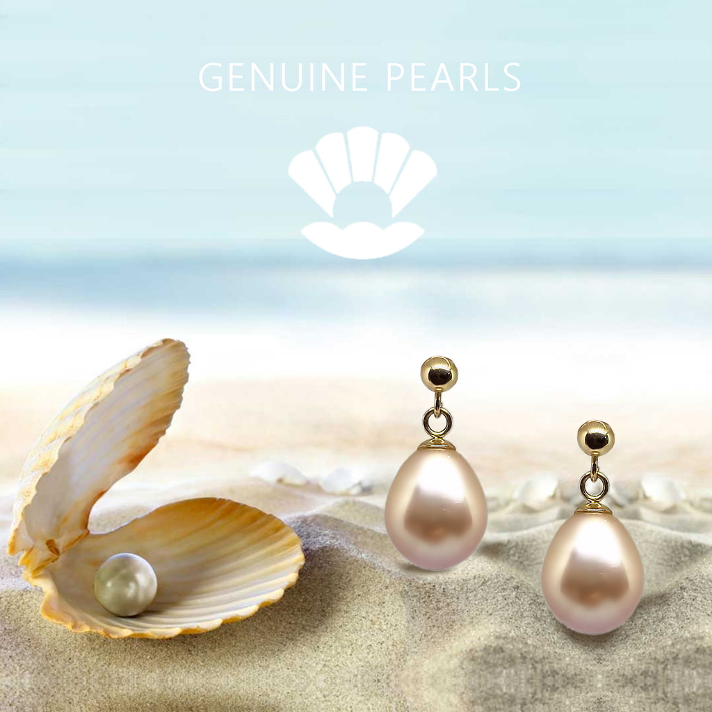 Solitaire Rose Pearl <BR/>Drop Earrings