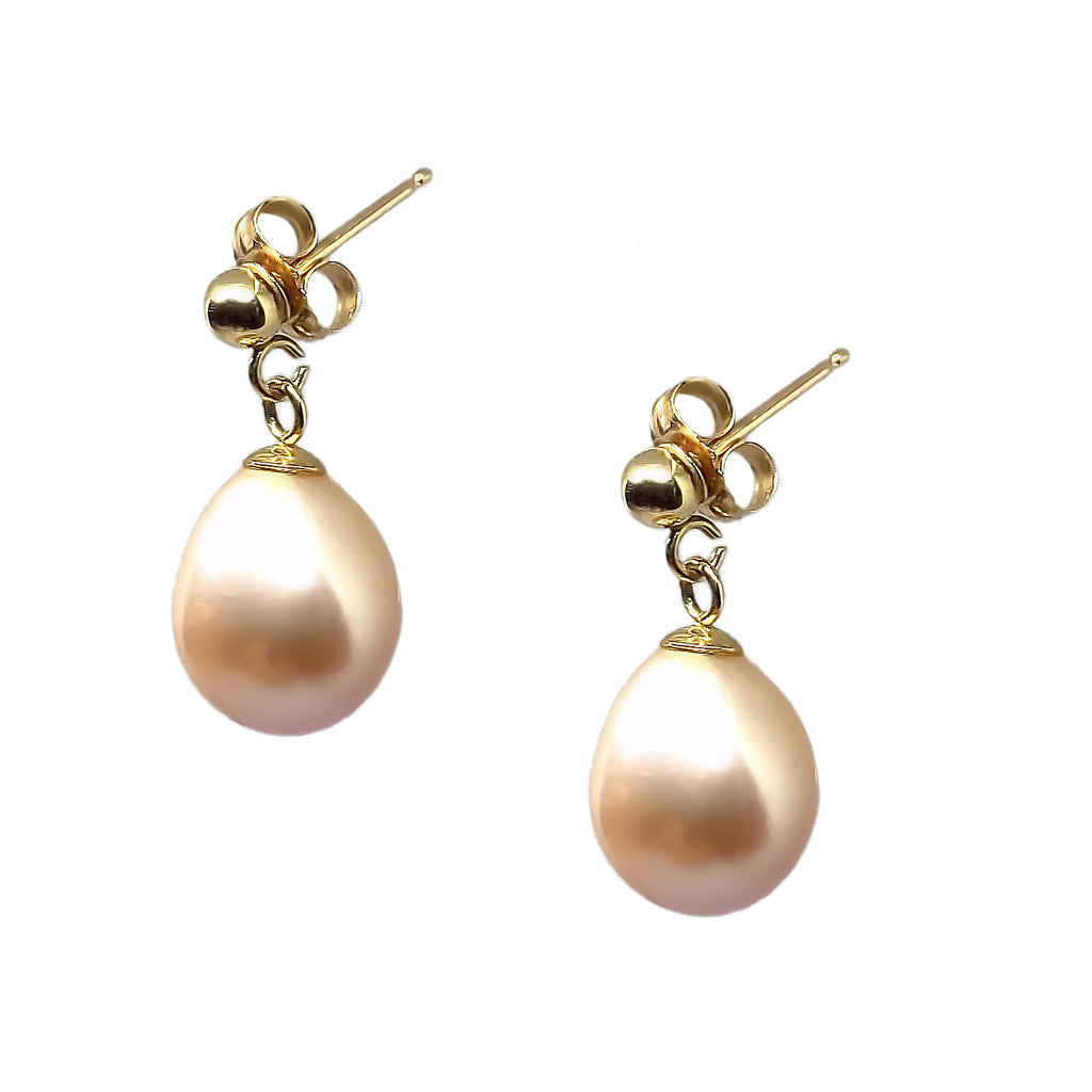 Solitaire Rose Pearl <BR/>Drop Earrings