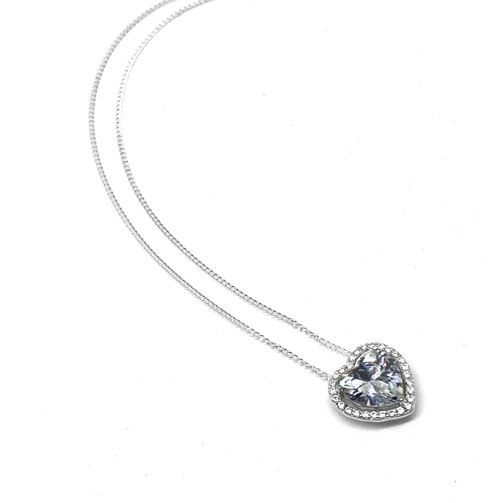 Cubic Zirconium <BR/>Heart Pendant Necklace
