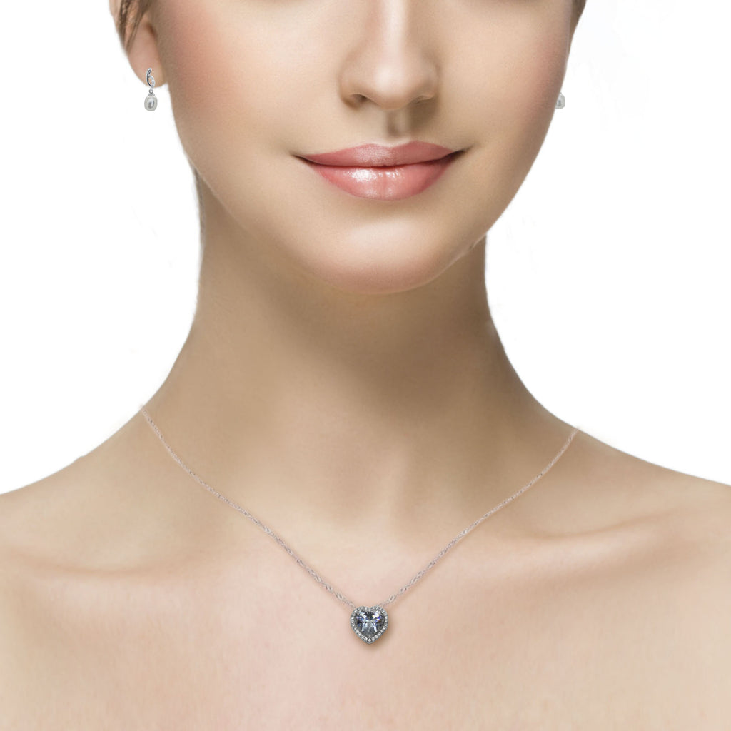 Cubic Zirconium <BR/>Heart Pendant Necklace
