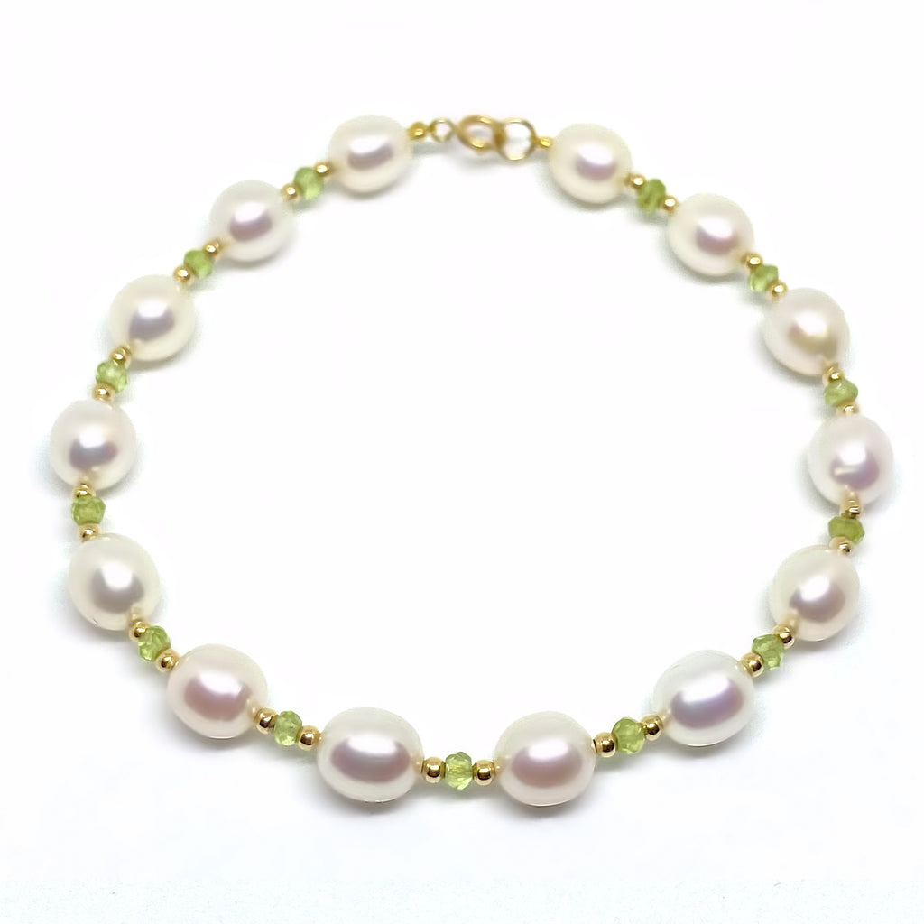 Pearl & Peridot <BR/>Gold Bracelet