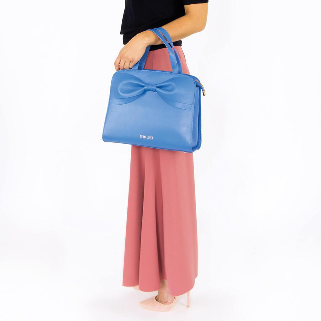 The Marina Bow <BR/>Blue Handbag