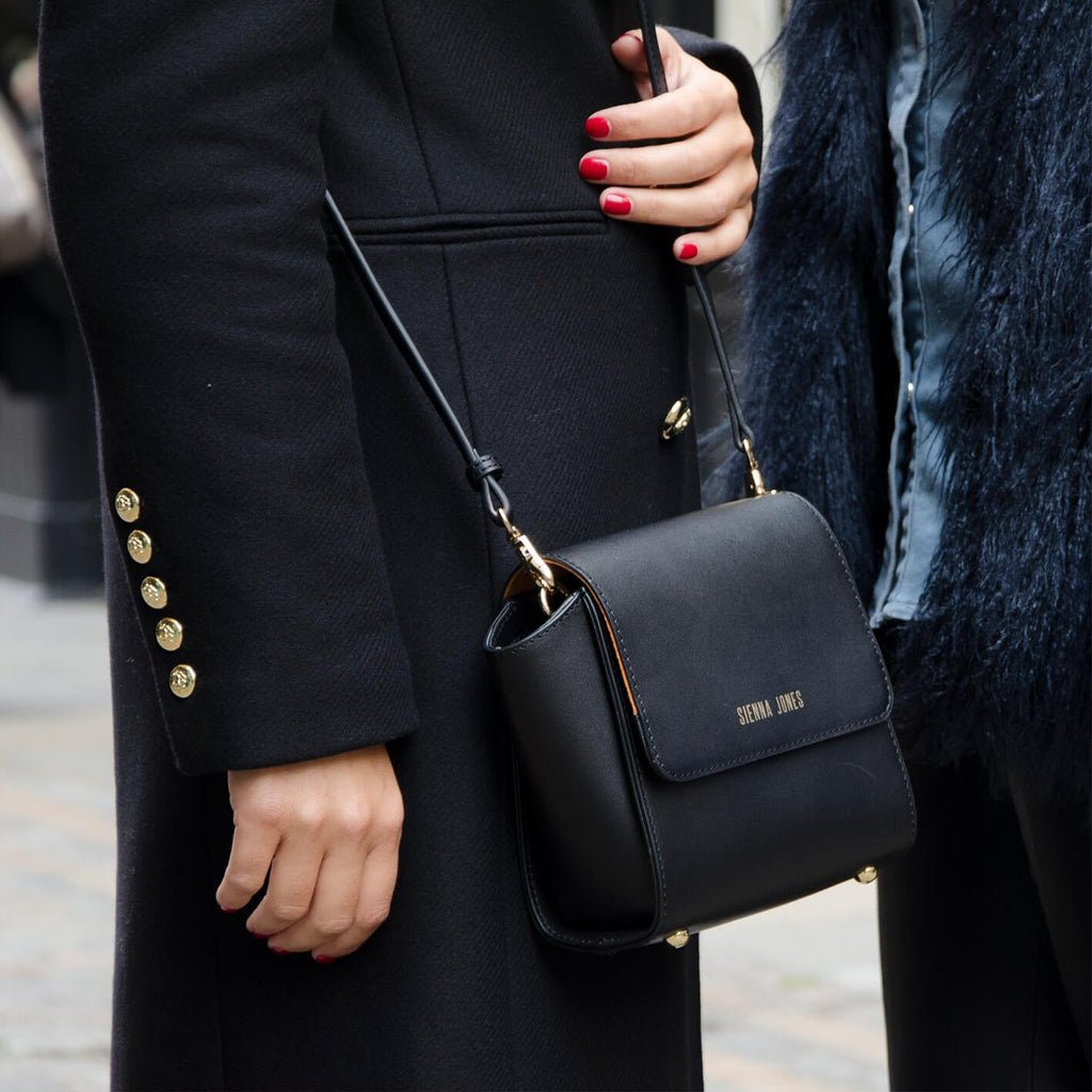 Mini Classic Leather <BR/>Black Handbag