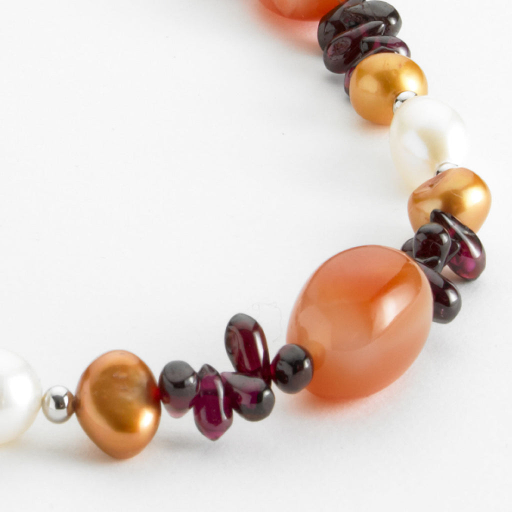 Agate, Garnet and <BR/>Pearl Necklace