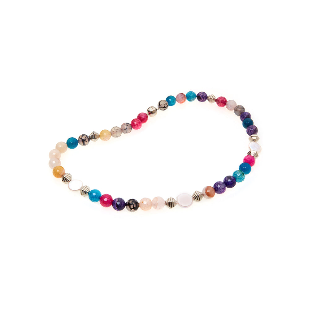 Multi Agate and <br/> Pearl Necklace