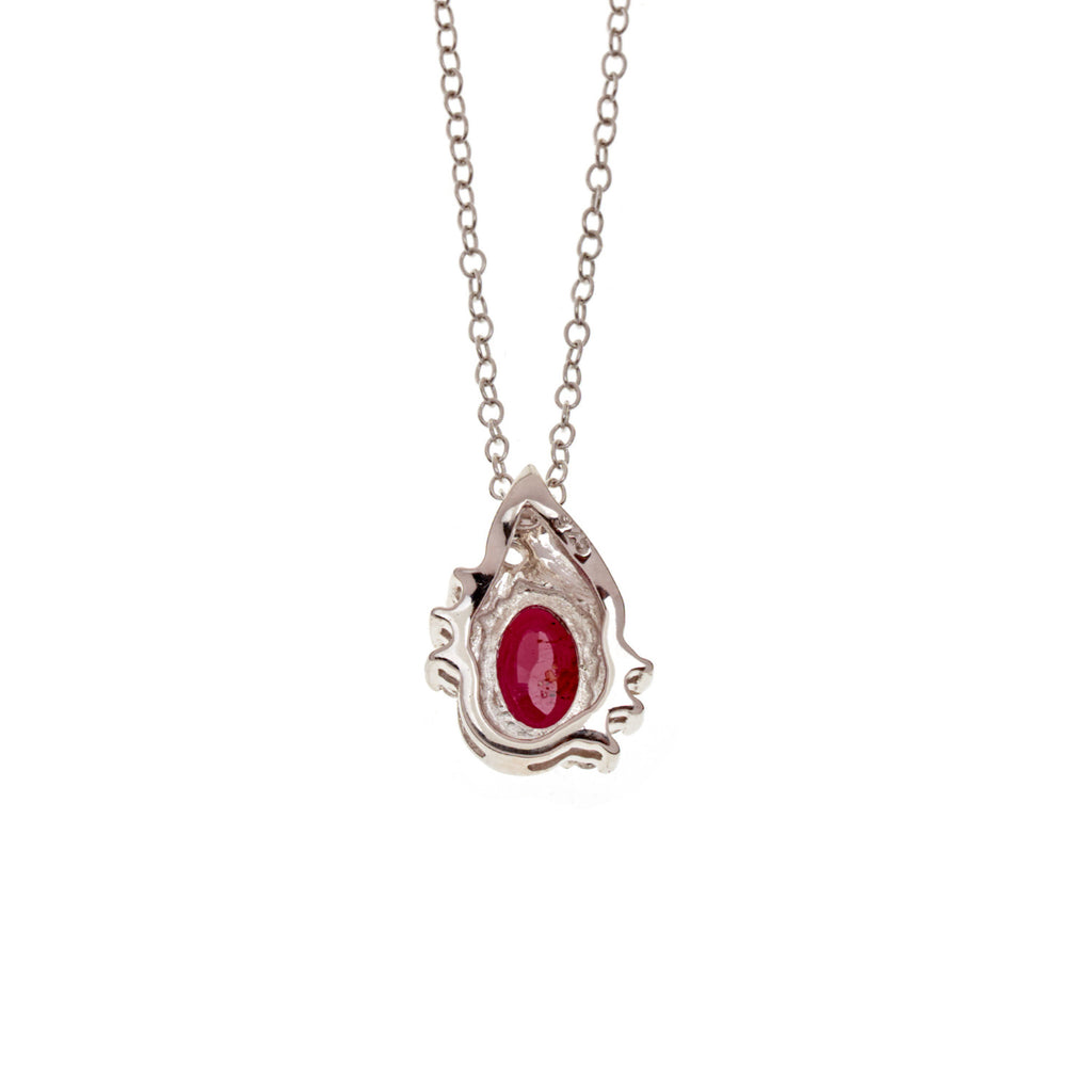 Ruby and White Topaz Silver Pendant