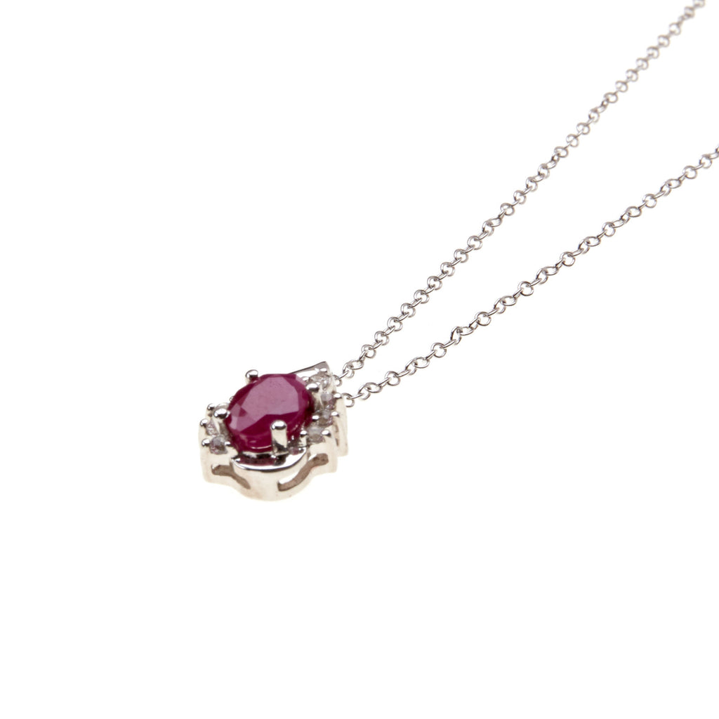 Ruby and White Topaz Silver Pendant