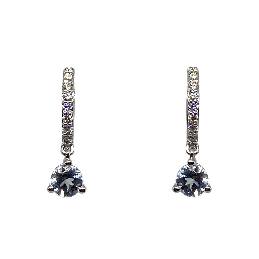 Aquamarine and Diamond<BR/>White Gold Earrings