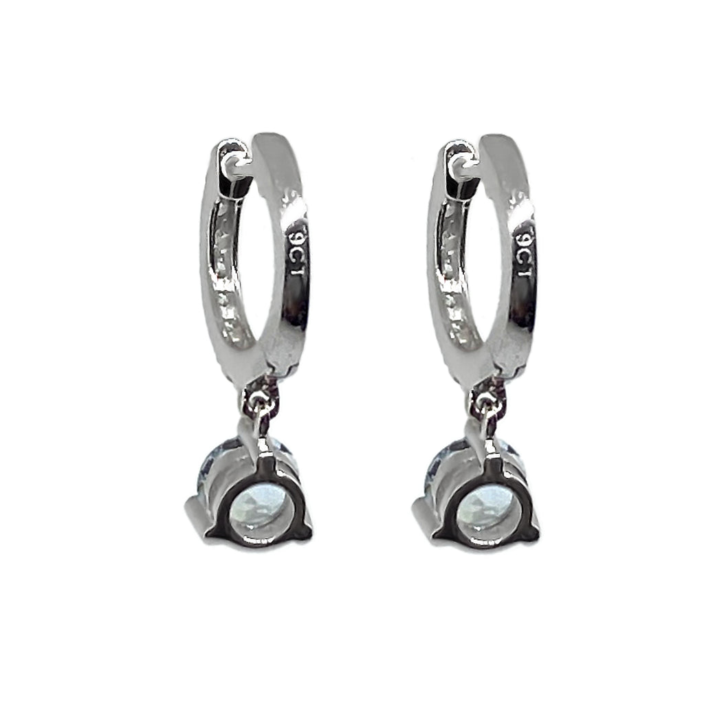 Aquamarine and Diamond<BR/>White Gold Earrings