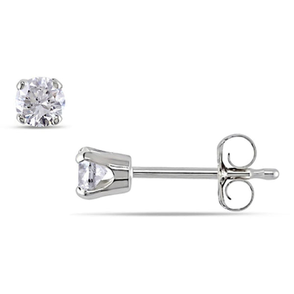 DIAMOND SOLITAIRE EARRINGS STUDS FOR WOMEN 1/3 CARAT WHITE GOLD (14CT WHITE G... - G&S Diamonds