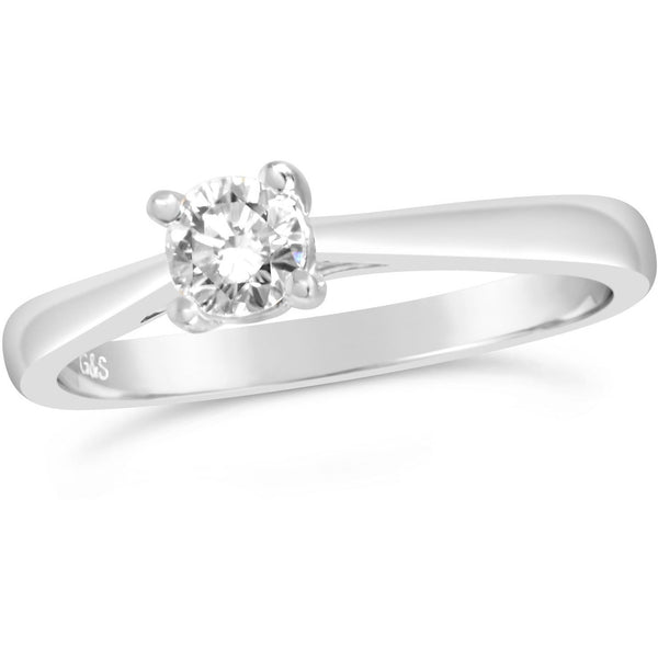 White gold 1/6th carat diamond 4 claw solitaire ring - G&S Diamonds