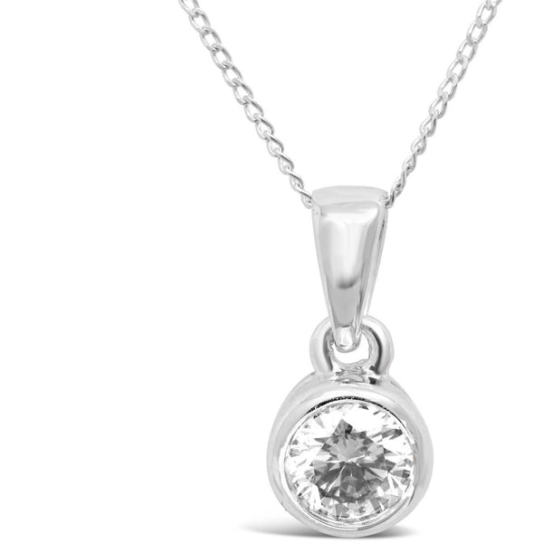 white gold necklace pendant with bezet set diamond for women - G&S Diamonds