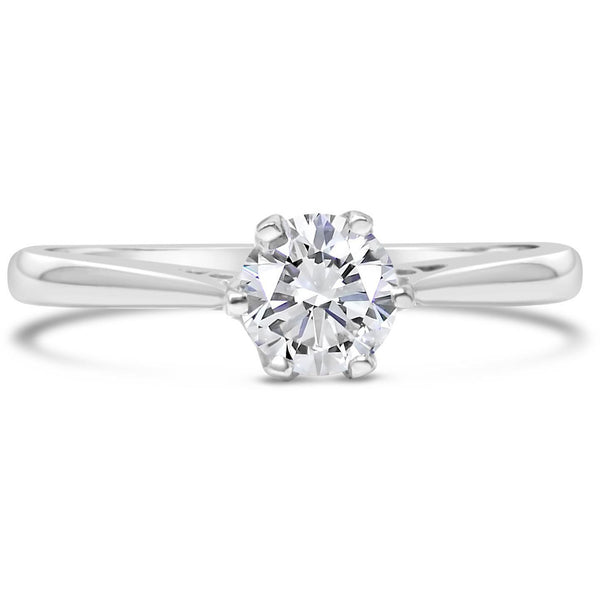 Premium 0.50 Carat (1/2Ct) Diamond Solitaire White Gold Engagement Ring