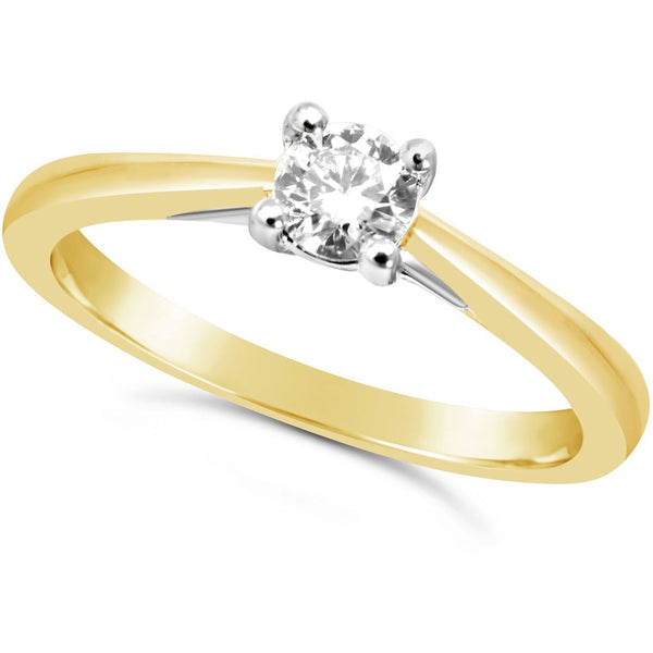 yellow gold solitaire diamond ring with naturaly high quality diamond - G&S Diamonds