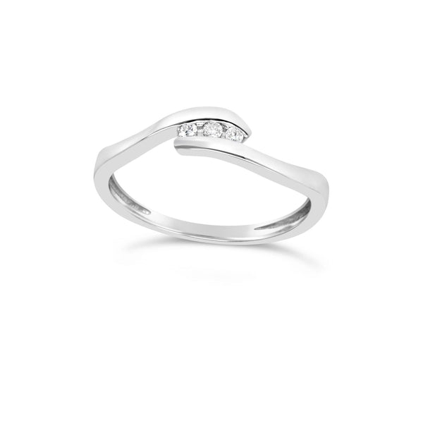 CROSSOVER WHITE GOLD BAND WITH DIAMONDS - G&S Diamonds