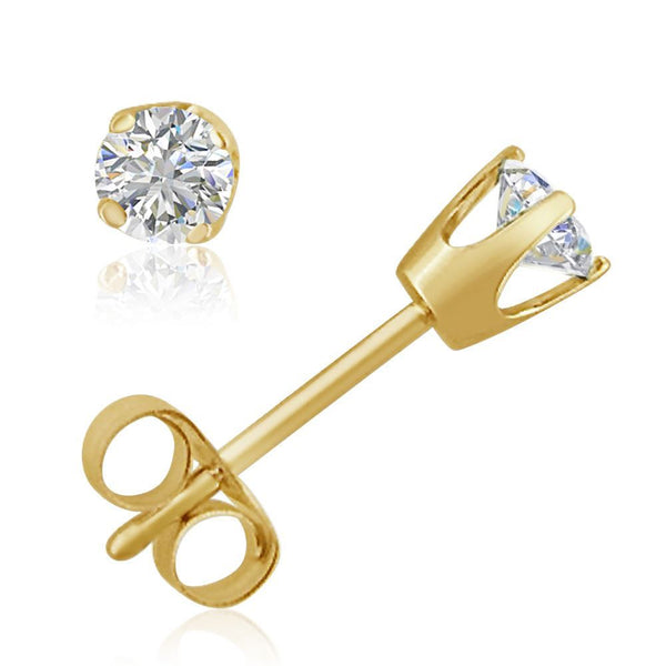 YELLOW GOLD DIAMOND STUD EARRINGS FOR WOMEN - G&S Diamonds