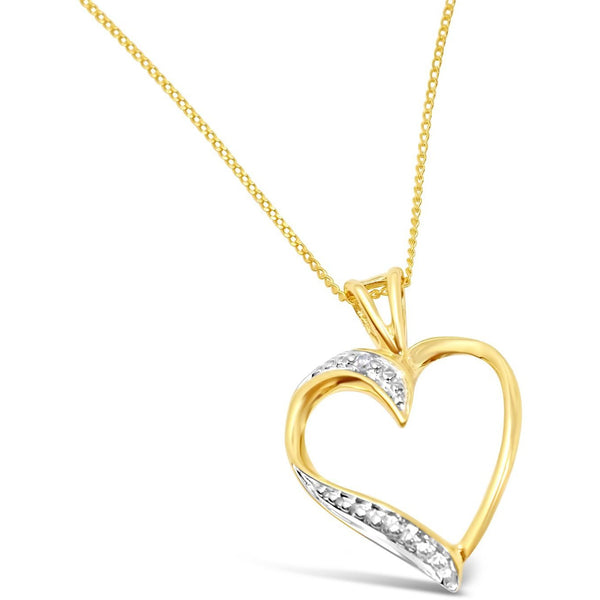 HEART SHAPED DIAMOND PENDANT WITH NECKLACE YELLOW GOLD - G&S Diamonds