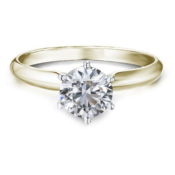 YELLOW GOLD DIAMOND RING 1 CARAT SOLITAIRE WITH DIAMOND GRADING REPORT - G&S Diamonds