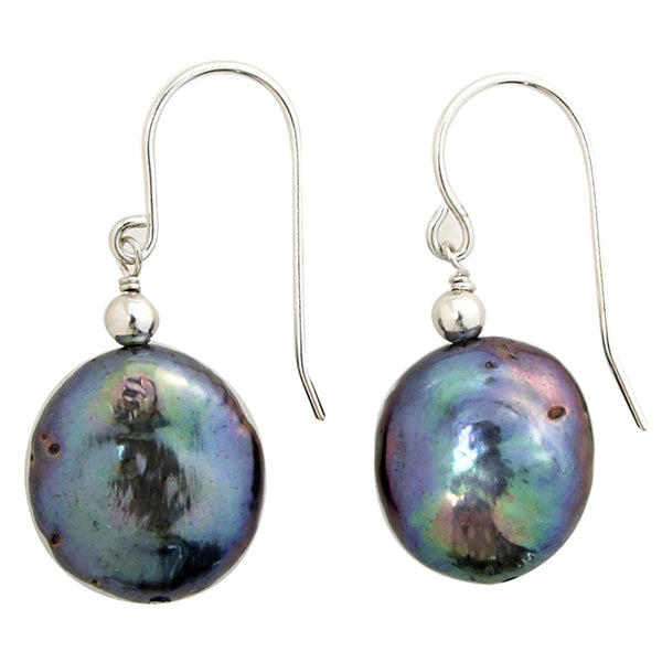 Black Coin Pearl Earrings