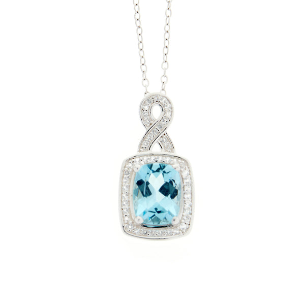Sky Blue Topaz<BR/>and White Topaz<BR/>Silver Pendant