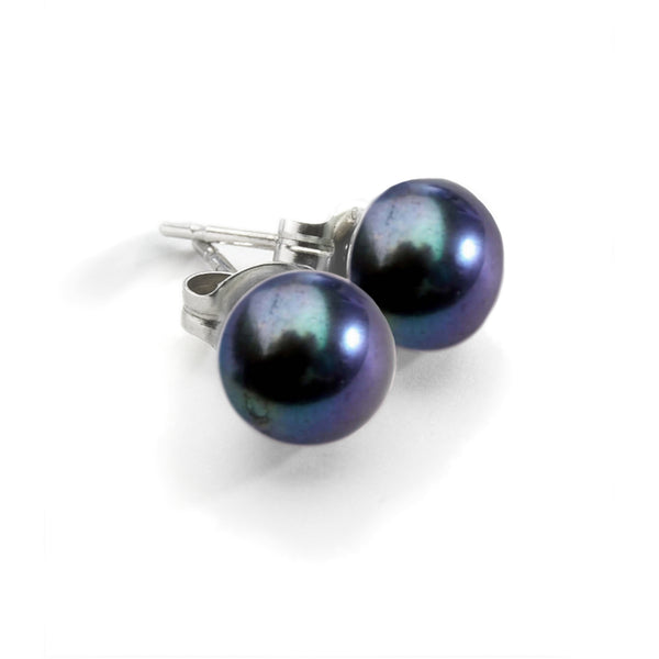 Black Pearl Stud<BR/> Earrings