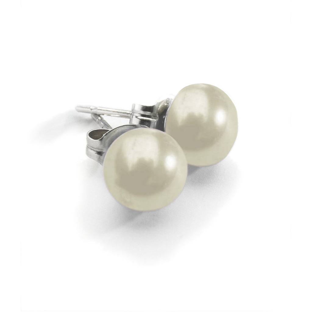 White Pearl Stud<BR/> Earrings