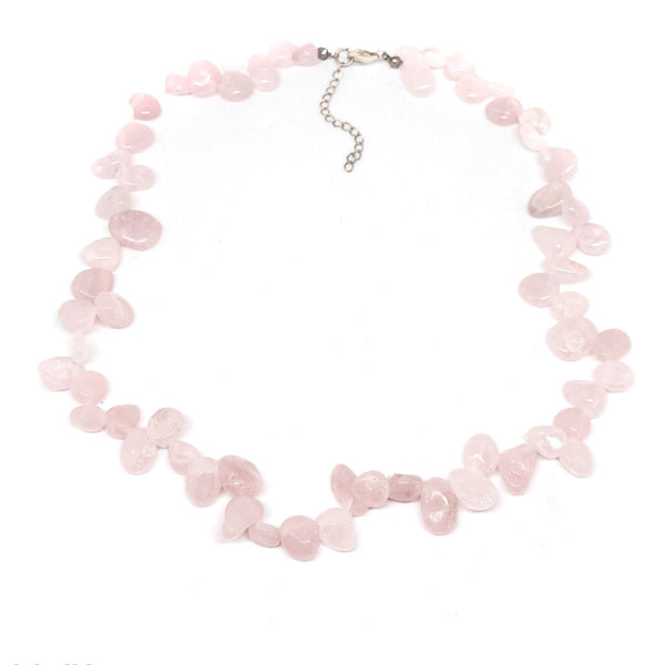 Rose Quartz Pear Shaped <br/>Bead Necklace