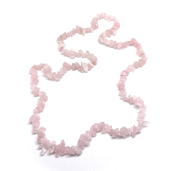 Rose Quartz Chip <br/>Rope Necklace