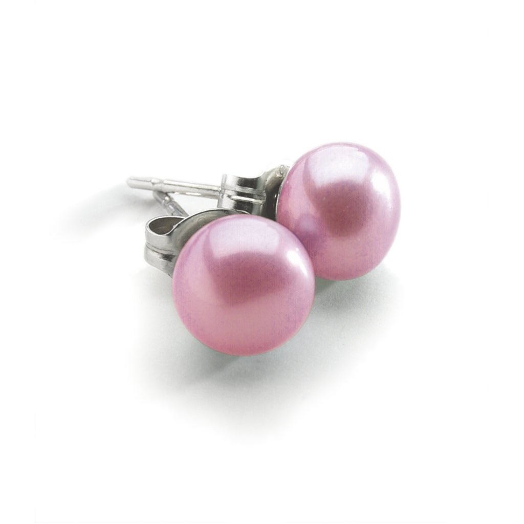 Pink Pearl Stud <BR/>Earrings