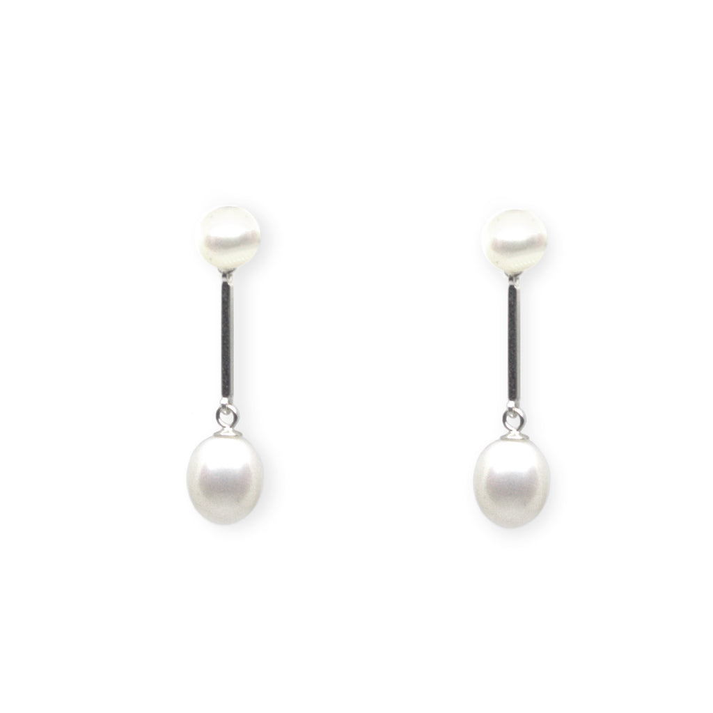 Pearl Drop <BR/>Bar Earrings