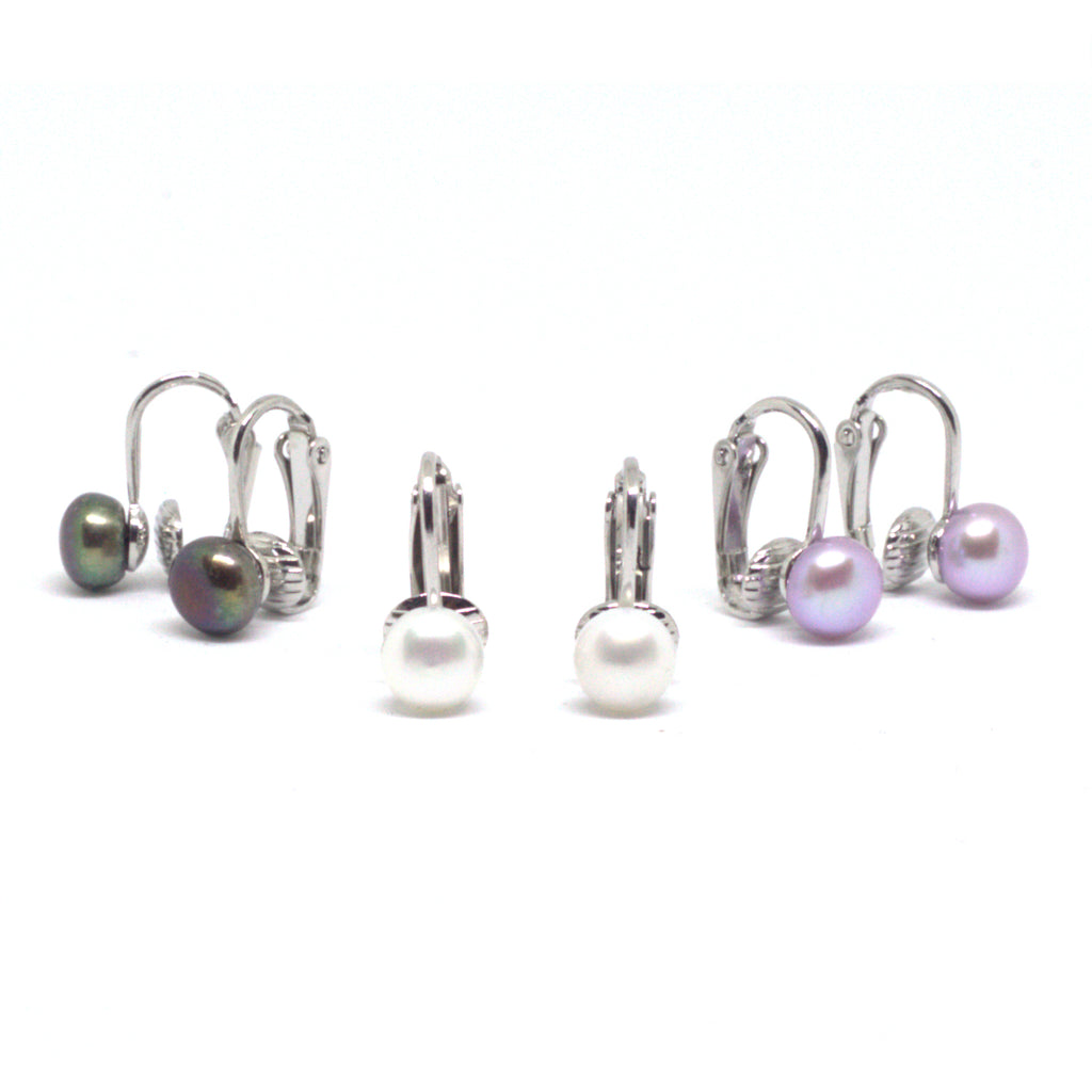 Set of 3 Pearl <BR/>Clip On Earrings