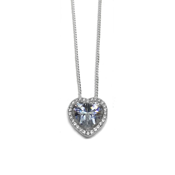Cubic Zirconium <BR/>Heart Pendant Necklace
