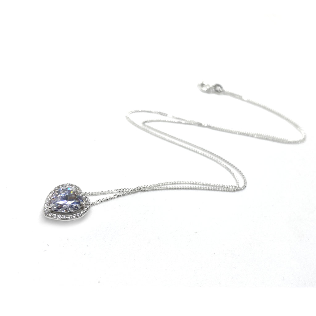 Cubic Zirconium <BR/>Heart Pendant Necklace