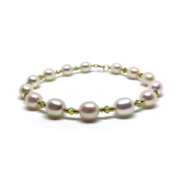 Pearl & Peridot <BR/>Gold Bracelet