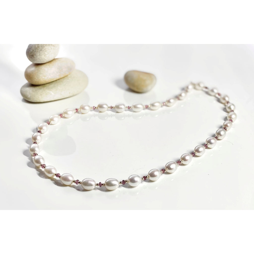 Pearl & Tourmaline <BR/>Yellow Gold Necklace