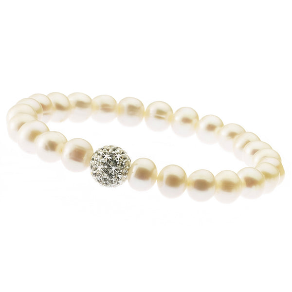 Pearl and Crystal<BR/>Elasticated Bracelet